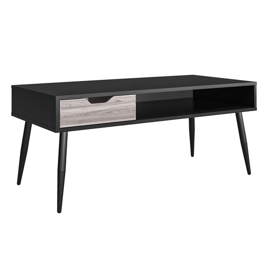 Copley Wooden Coffee Table With 1 Drawer In Black Oak