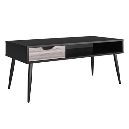 Copley Wooden Coffee Table With 1 Drawer In Black Oak
