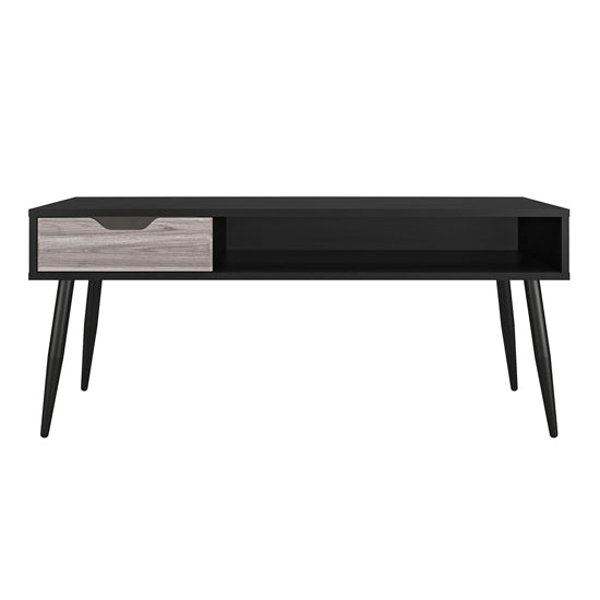 Copley Wooden Coffee Table With 1 Drawer In Black Oak