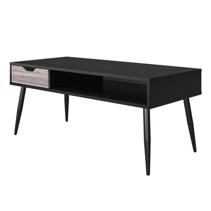 Copley Wooden Coffee Table With 1 Drawer In Black Oak
