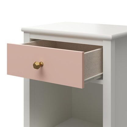 Monarch Hill Poppy Wooden Bedside Cabinet With 1 Drawer In Pink