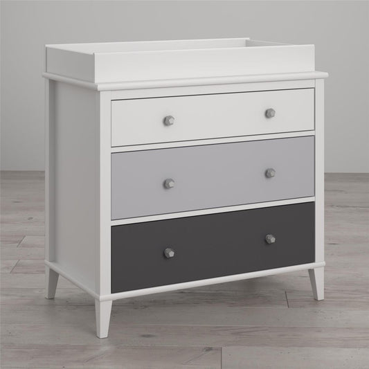 Monarch Hill Poppy Wooden Chest Of 3 Drawers With Changing Table In Grey