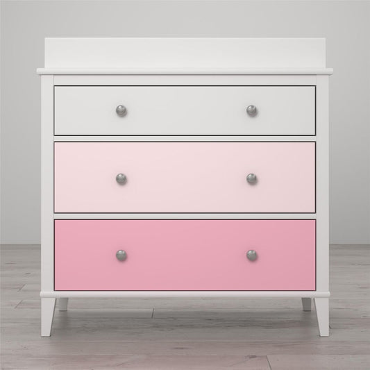 Monarch Hill Poppy Wooden Chest Of 3 Drawers With Changing Table In Pink