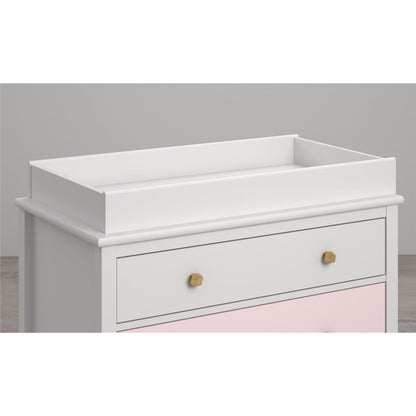 Monarch Hill Poppy Wooden Chest Of 3 Drawers With Changing Table In Pink