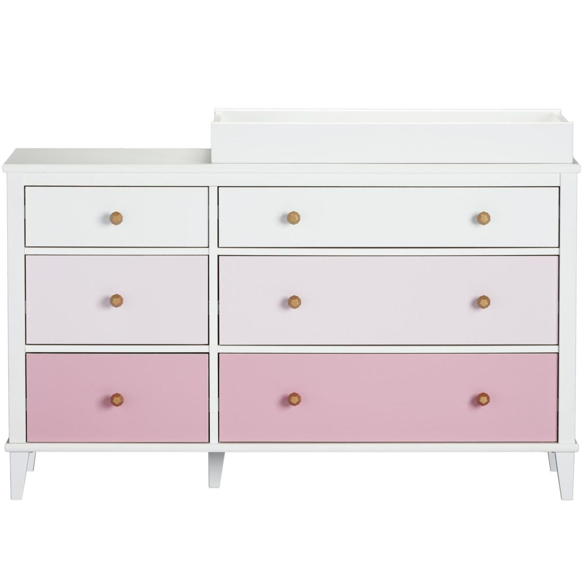 Monarch Hill Poppy Wooden Chest Of 6 Drawers With Changing Table In Pink