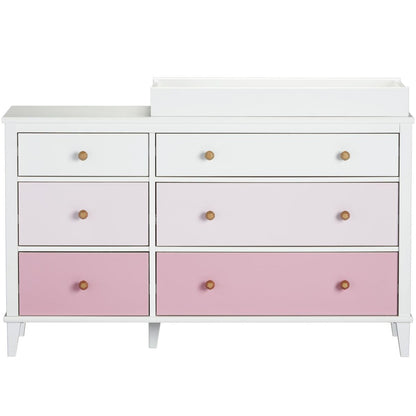 Monarch Hill Poppy Wooden Chest Of 6 Drawers With Changing Table In Pink