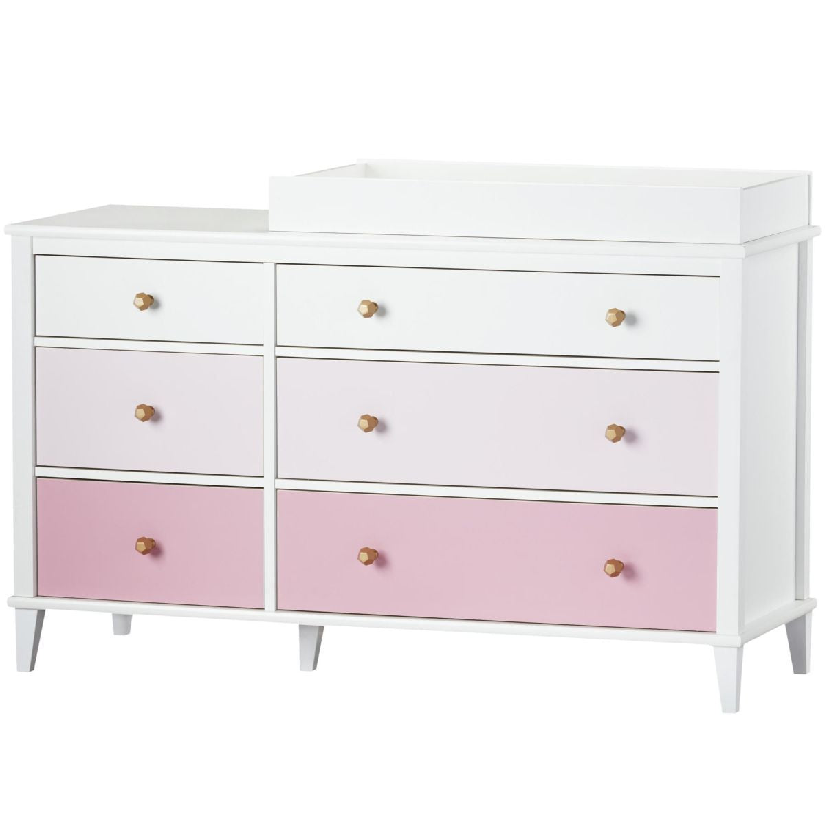 Monarch Hill Poppy Wooden Chest Of 6 Drawers With Changing Table In Pink