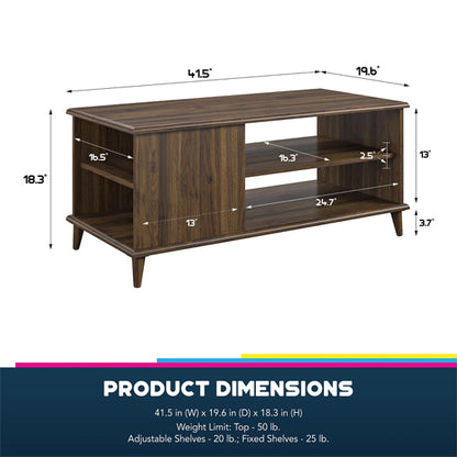 Farnsworth Wooden Coffee Table With Shelf In Walnut