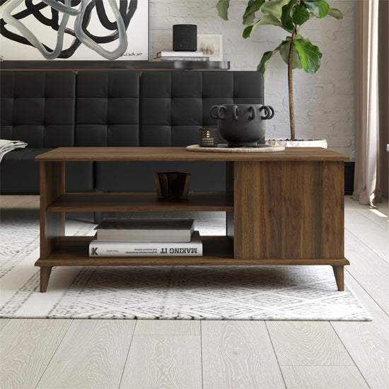 Farnsworth Wooden Coffee Table With Shelf In Walnut