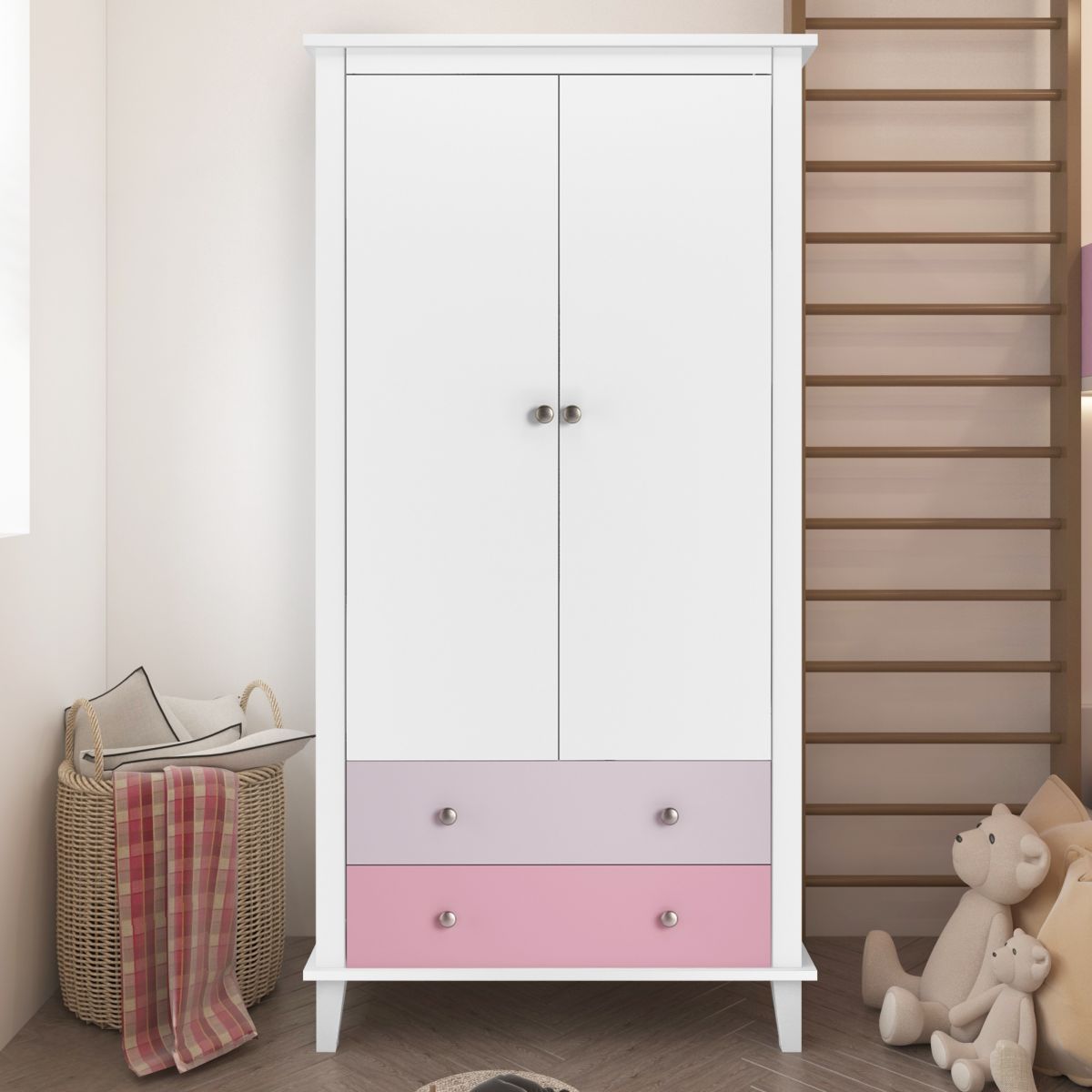 Monarch Hill Poppy Wardrobe With 2 Doors And 2 Drawers In Pink