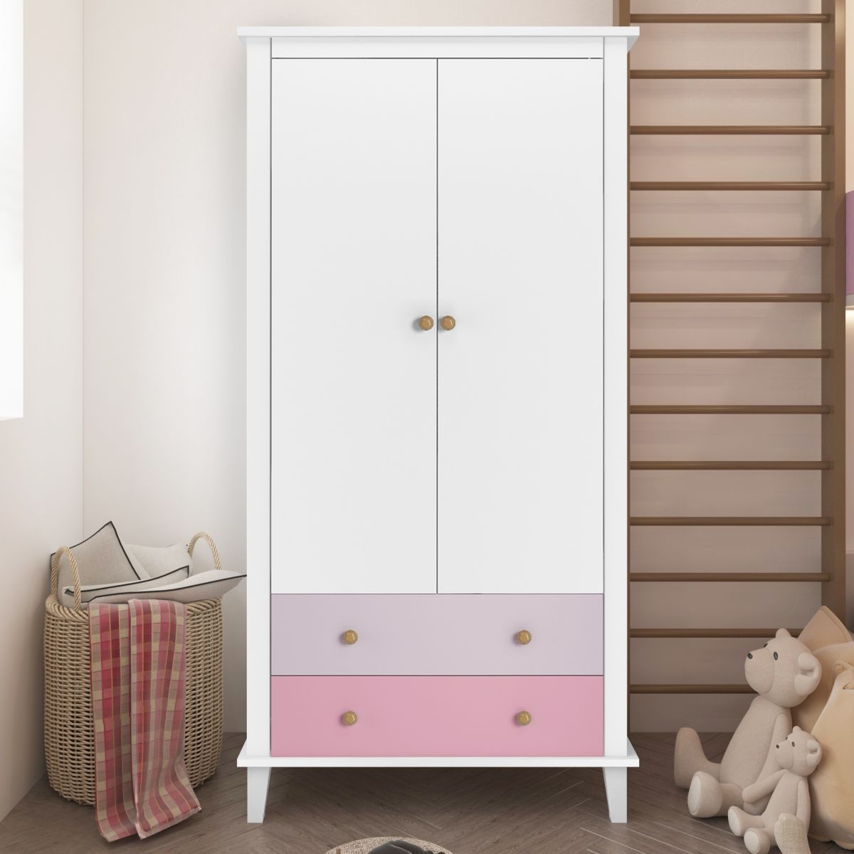Monarch Hill Poppy Wardrobe With 2 Doors And 2 Drawers In Pink