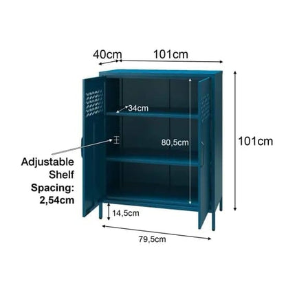 Annie Metal Storage Cabinet With 2 Doors In Deep Ocean Blue