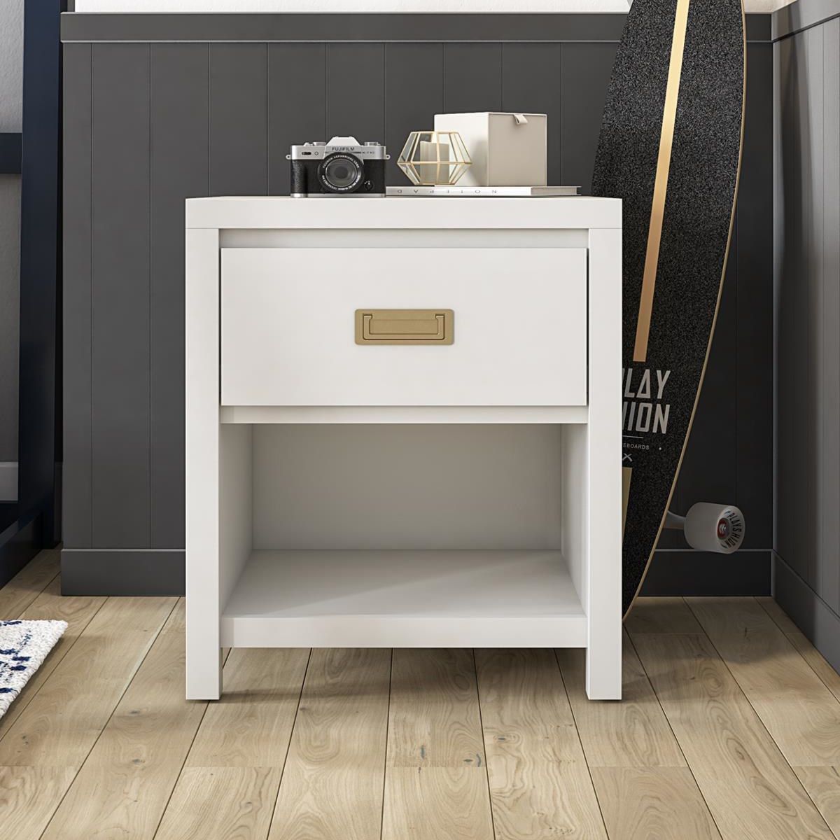 Haven Wooden Bedside Cabinet With 1 Drawer In White