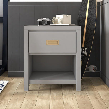 Haven Wooden Bedside Cabinet With 1 Drawer In Grey