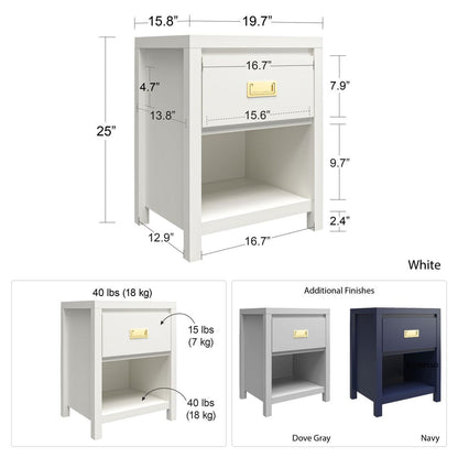 Haven Wooden Bedside Cabinet With 1 Drawer In Grey