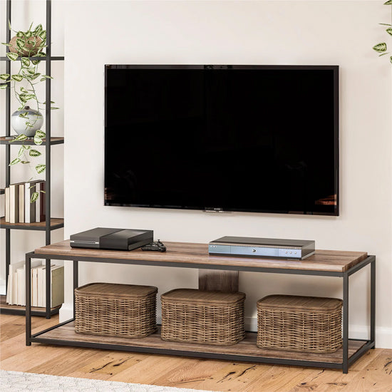 Quincy Wooden TV Stand In Weathered Oak