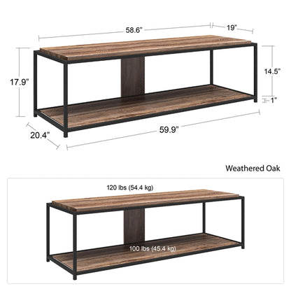 Quincy Wooden TV Stand In Weathered Oak