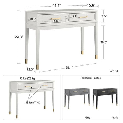 Westerleigh Wooden Console Table With 2 Drawers In Black