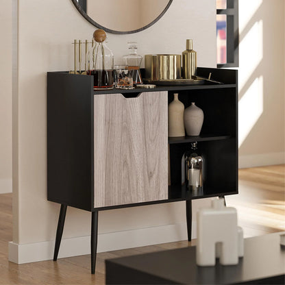 Copley Wooden Bar Cabinet With 2 Doors In Black Oak
