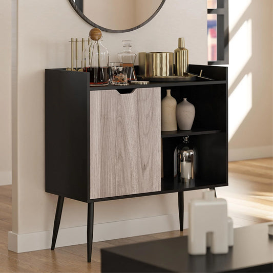 Copley Wooden Bar Cabinet With 2 Doors In Black Oak
