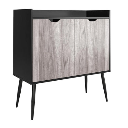 Copley Wooden Bar Cabinet With 2 Doors In Black Oak