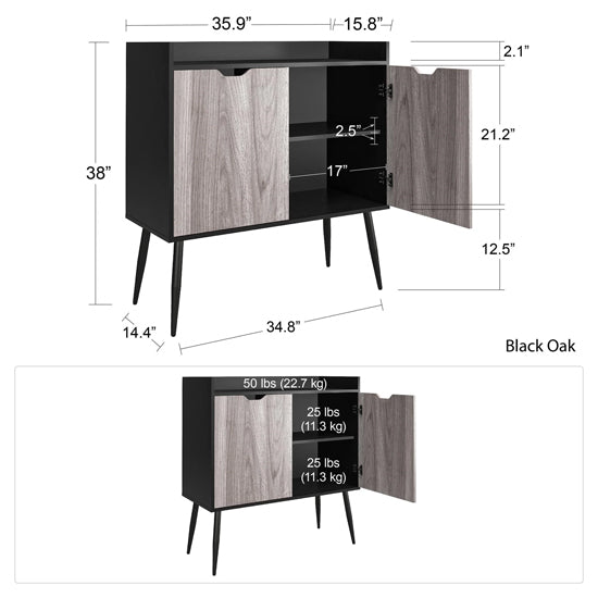 Copley Wooden Bar Cabinet With 2 Doors In Black Oak