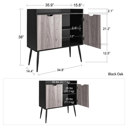 Copley Wooden Bar Cabinet With 2 Doors In Black Oak