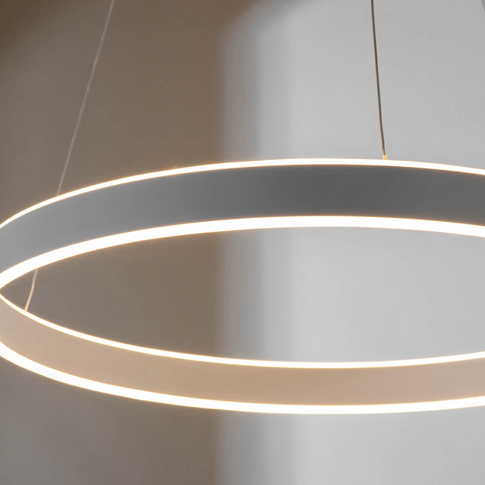 Gen Ring Ceiling Pendant Light In Matt Nickel Finish With Frosted Diffuser