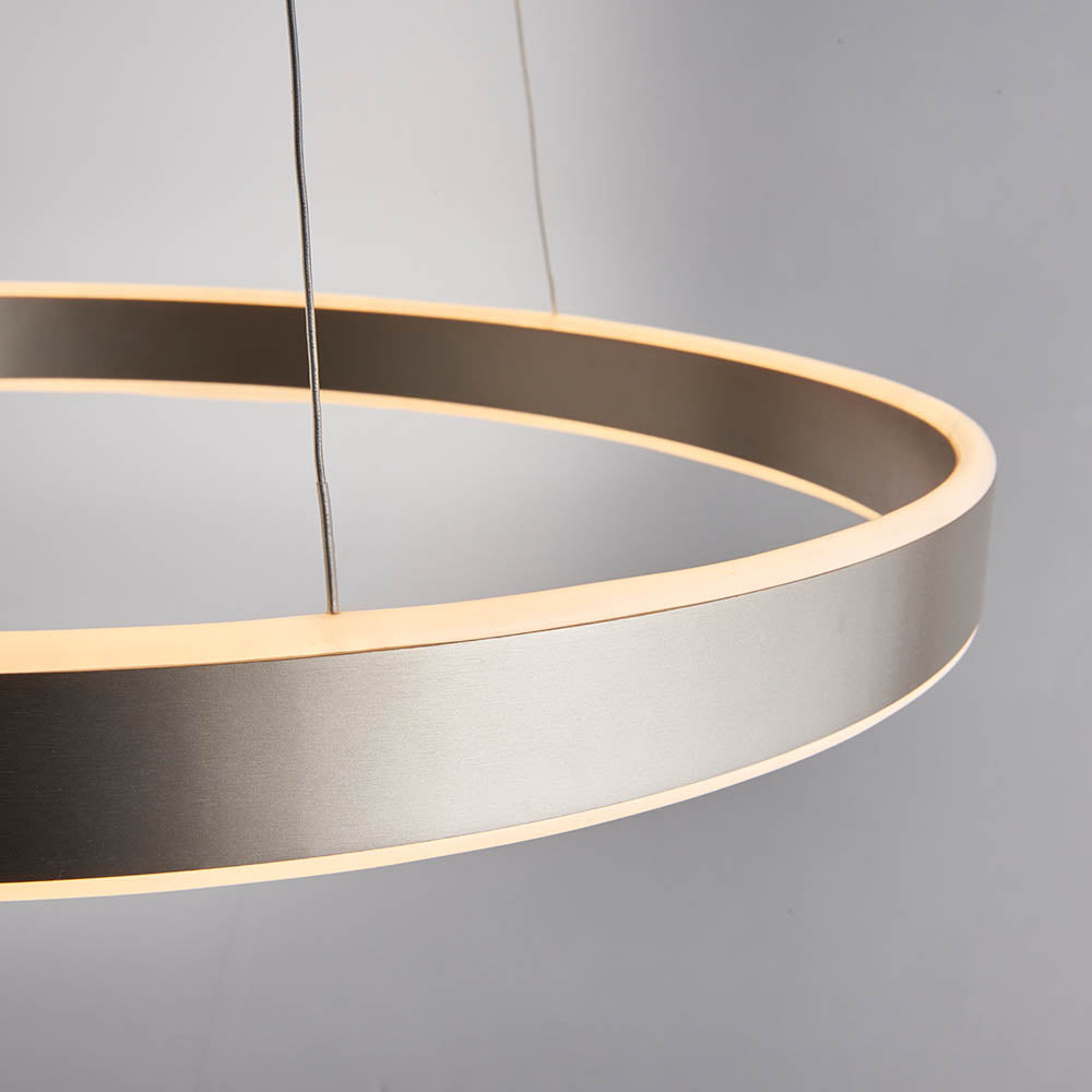 Gen Ring Ceiling Pendant Light In Matt Nickel Finish With Frosted Diffuser