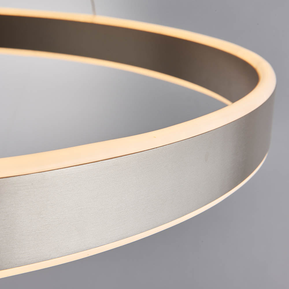 Gen Ring Ceiling Pendant Light In Matt Nickel Finish With Frosted Diffuser