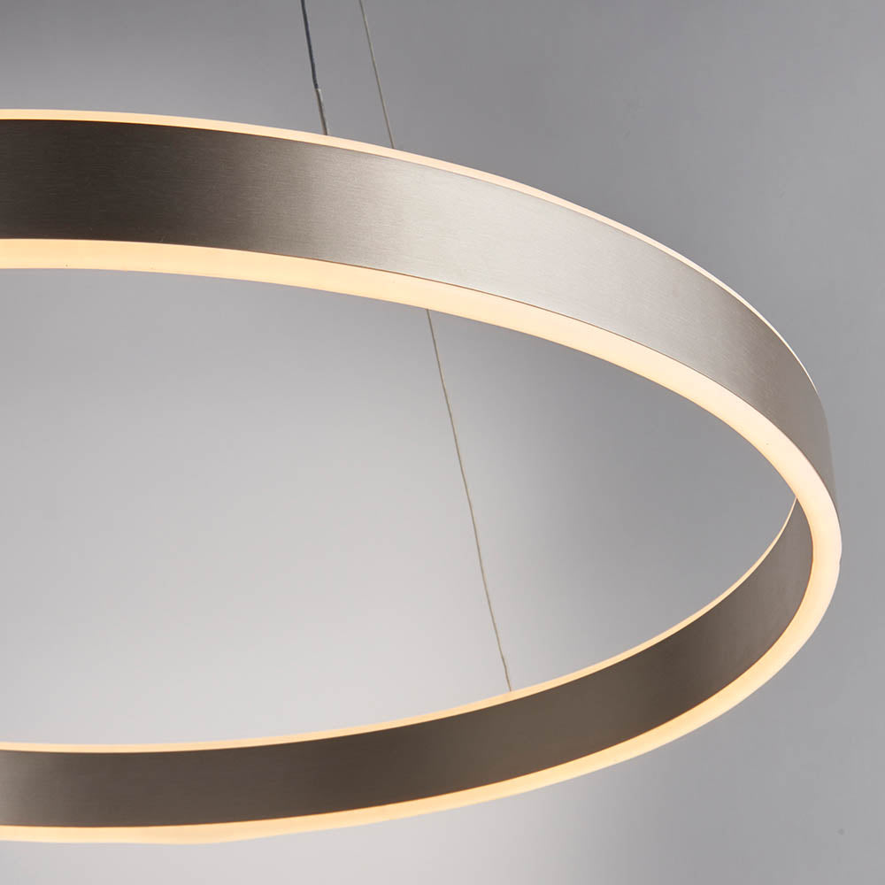 Gen Ring Ceiling Pendant Light In Matt Nickel Finish With Frosted Diffuser