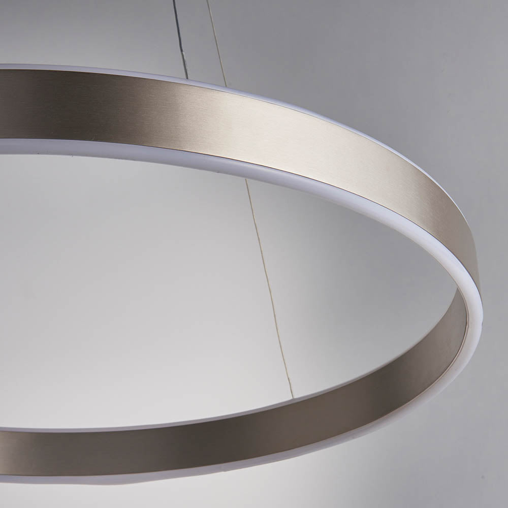 Gen Ring Ceiling Pendant Light In Matt Nickel Finish With Frosted Diffuser