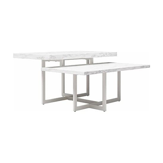 Brielle Wooden Coffee Table In White Faux Marble Effect