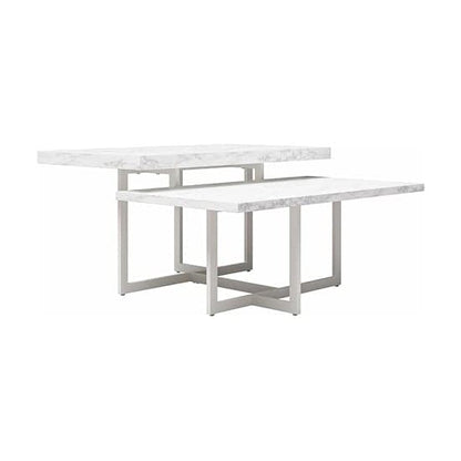 Brielle Wooden Coffee Table In White Faux Marble Effect