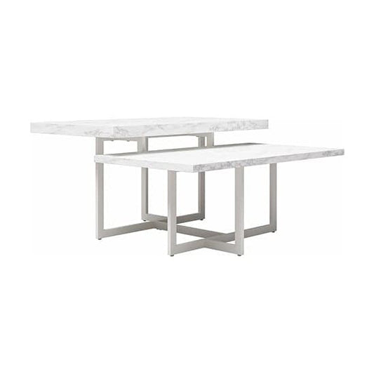 Brielle Wooden Coffee Table In White Faux Marble Effect