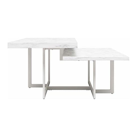 Brielle Wooden Coffee Table In White Faux Marble Effect