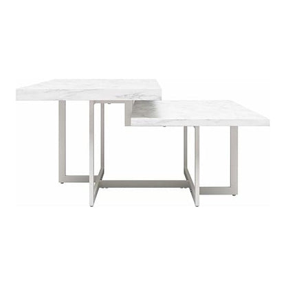 Brielle Wooden Coffee Table In White Faux Marble Effect