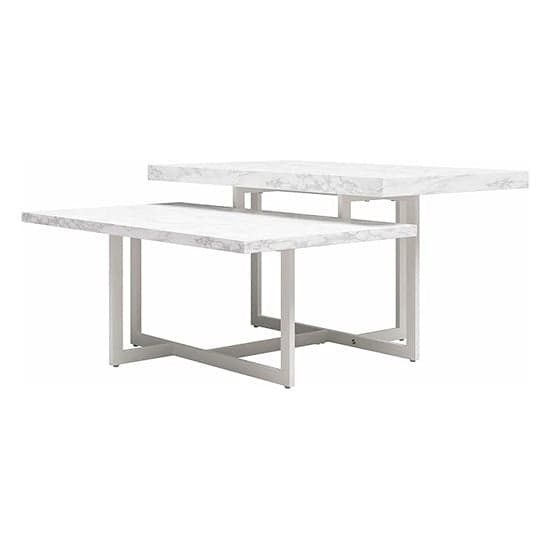 Brielle Wooden Coffee Table In White Faux Marble Effect