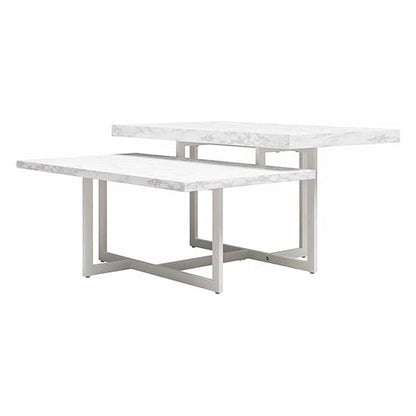 Brielle Wooden Coffee Table In White Faux Marble Effect