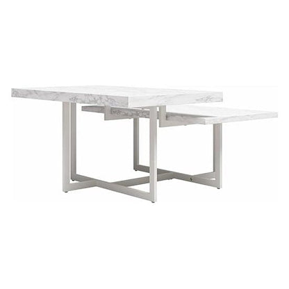 Brielle Wooden Coffee Table In White Faux Marble Effect