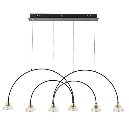 Zander Clear Crystal Shades 6 Light Ceiling Pendant Light In Matt Black