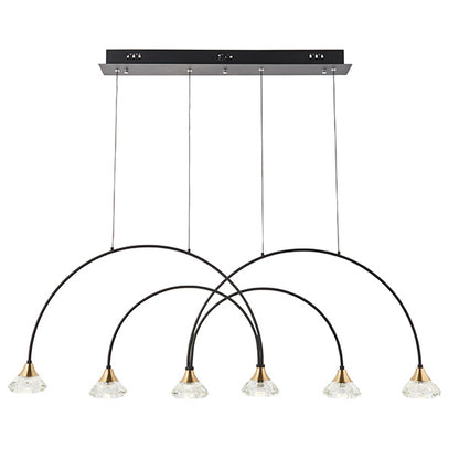 Zander Clear Crystal Shades 6 Light Ceiling Pendant Light In Matt Black