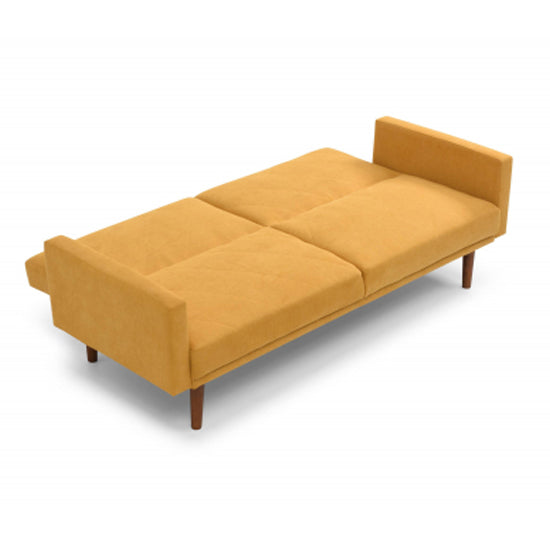 Relax Linen Effect 3 Seater Sofa Bed In Mustard
