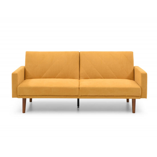 Relax Linen Effect 3 Seater Sofa Bed In Mustard