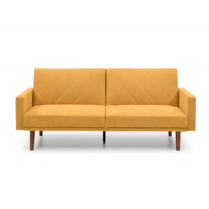Relax Linen Effect 3 Seater Sofa Bed In Mustard