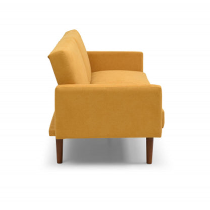 Relax Linen Effect 3 Seater Sofa Bed In Mustard
