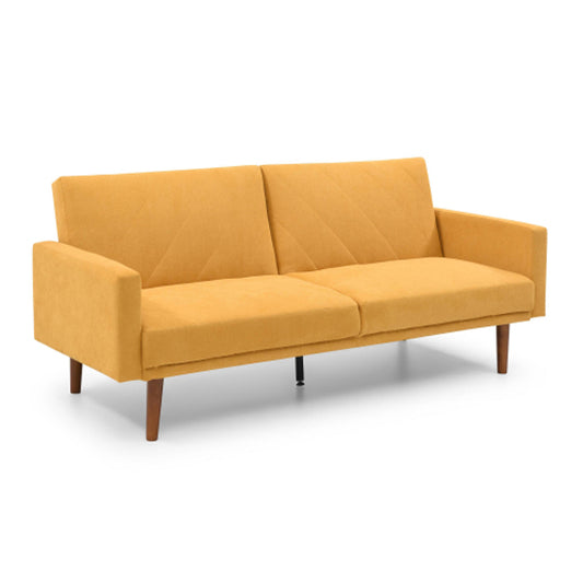 Relax Linen Effect 3 Seater Sofa Bed In Mustard