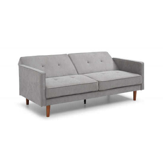 Slumber Linen Effect 3 Seater Sofa Bed In Grey With Wooden Frame