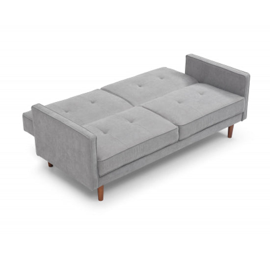 Slumber Linen Effect 3 Seater Sofa Bed In Grey With Wooden Frame