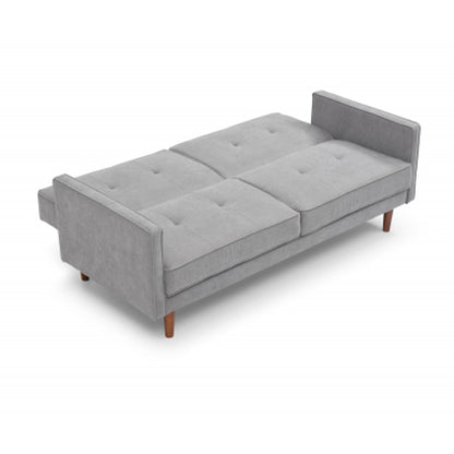 Slumber Linen Effect 3 Seater Sofa Bed In Grey With Wooden Frame